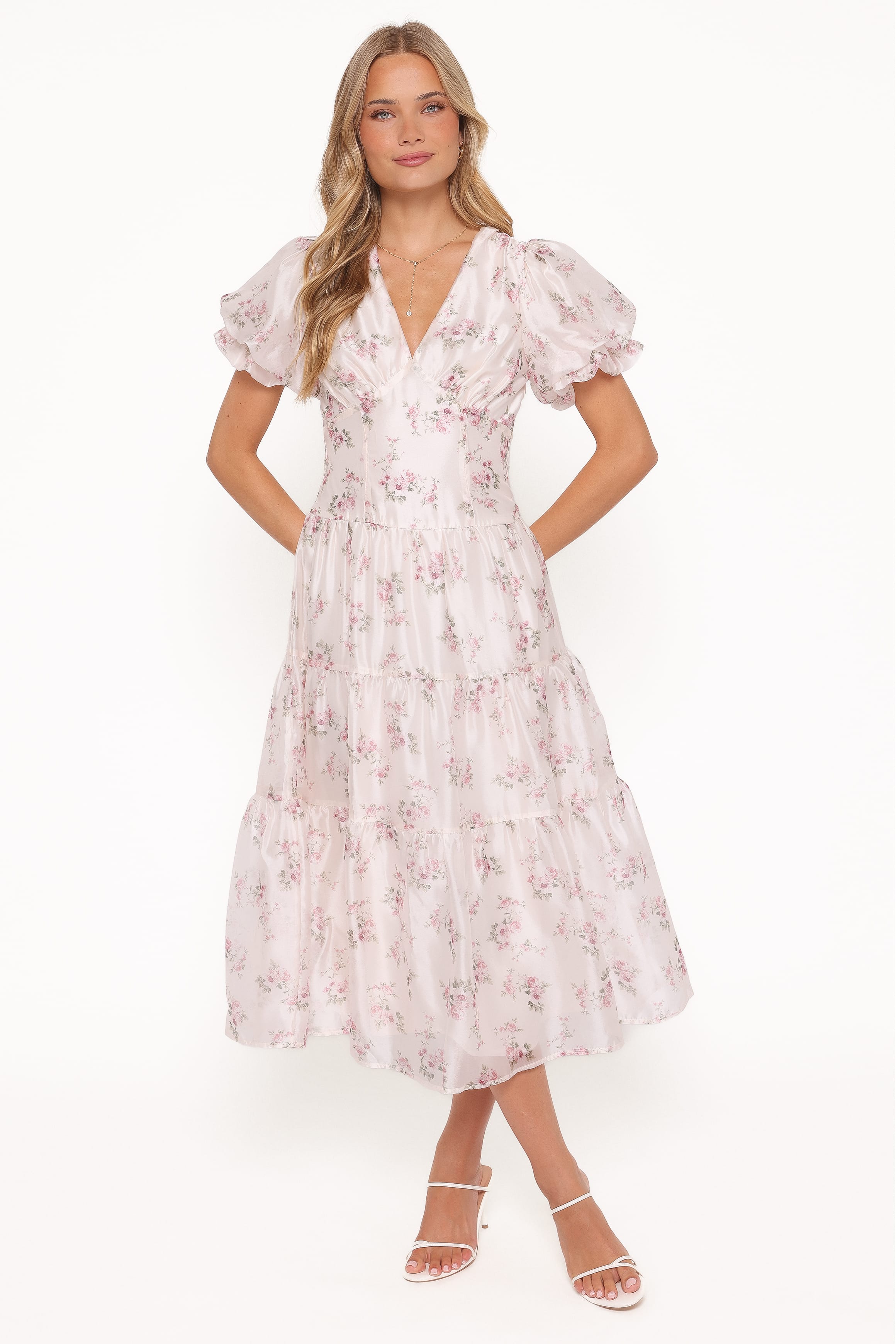 Petal and Pup USA DRESSES Jocelyn Maxi Dress - Ivory/Pink Floral