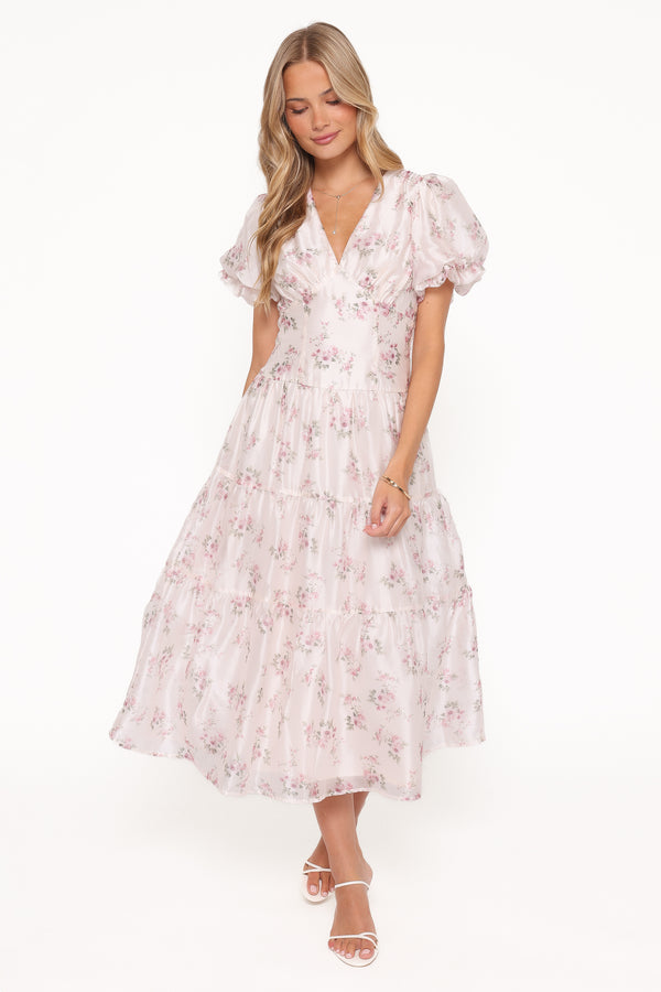 Petal and Pup USA DRESSES Jocelyn Maxi Dress - Ivory/Pink Floral