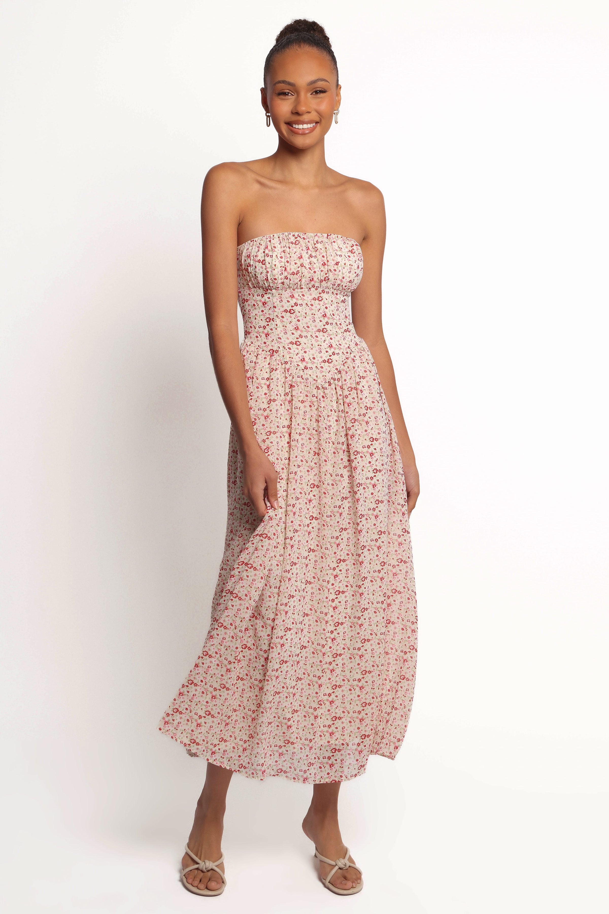 Petal and Pup USA DRESSES Jody Strapless Maxi Dress - Floral (Hold for Rack)