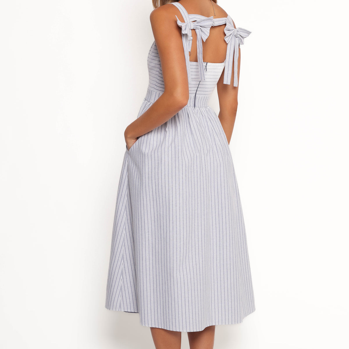 Johanna Midi Dress - Grey/White