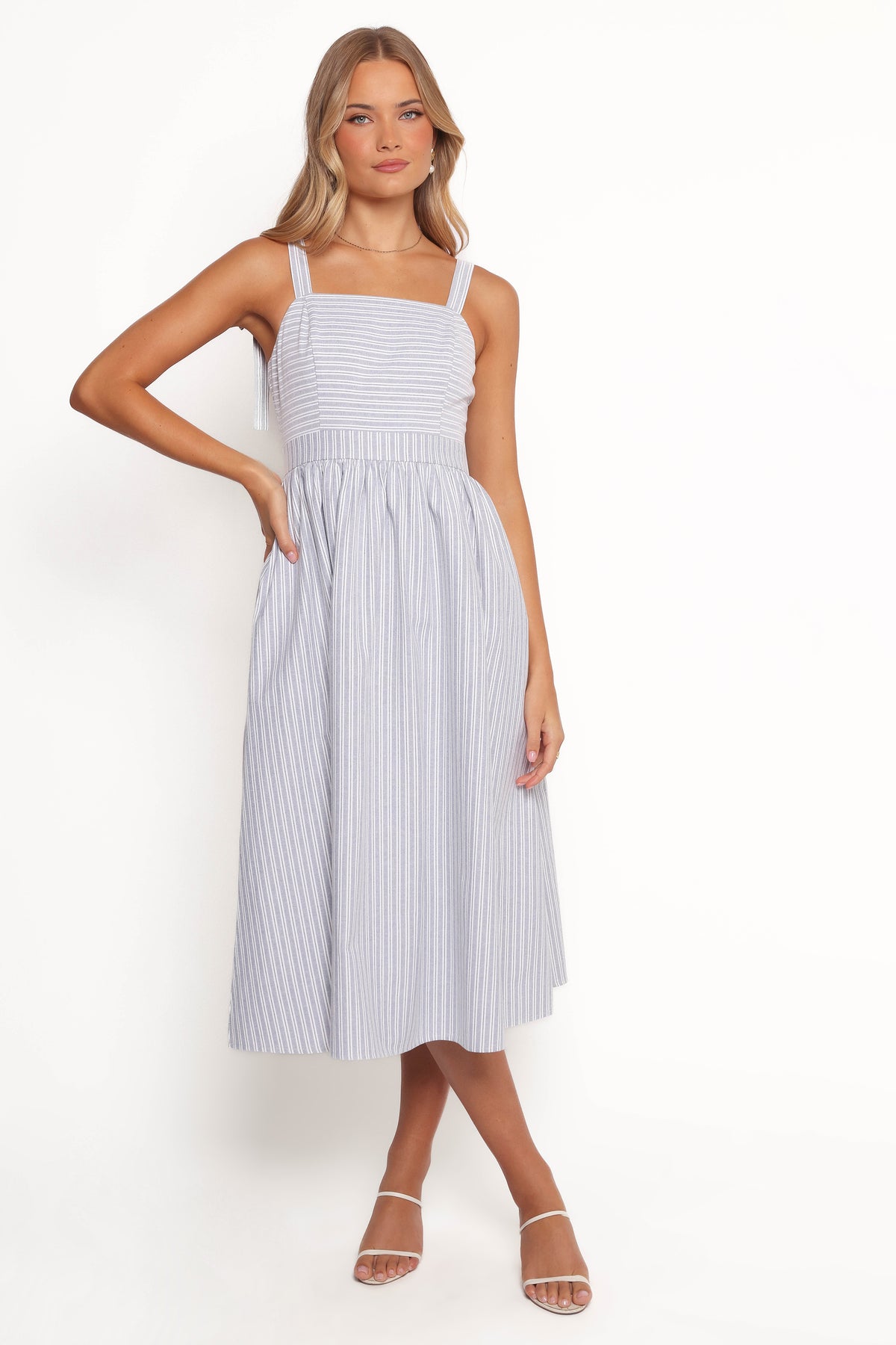 Johanna Midi Dress - Grey/White Johanna Midi Dress - Grey/White