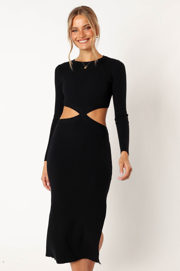 Petal and Pup USA DRESSES Jonah Long Sleeve Midi Dress - Black