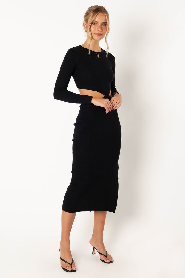 Petal and Pup USA DRESSES Jonah Long Sleeve Midi Dress - Black