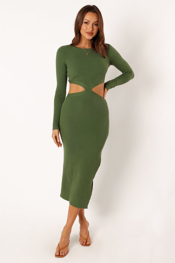 Petal and Pup USA DRESSES Jonah Long Sleeve Midi Dress - Ibiza Green