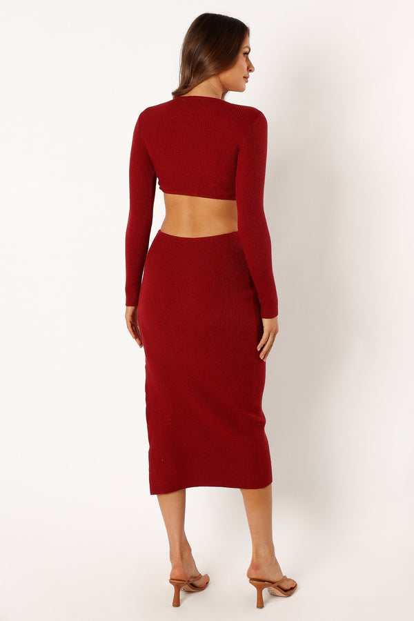 Petal and Pup USA DRESSES Jonah Long Sleeve Midi Dress - Red Dhalia