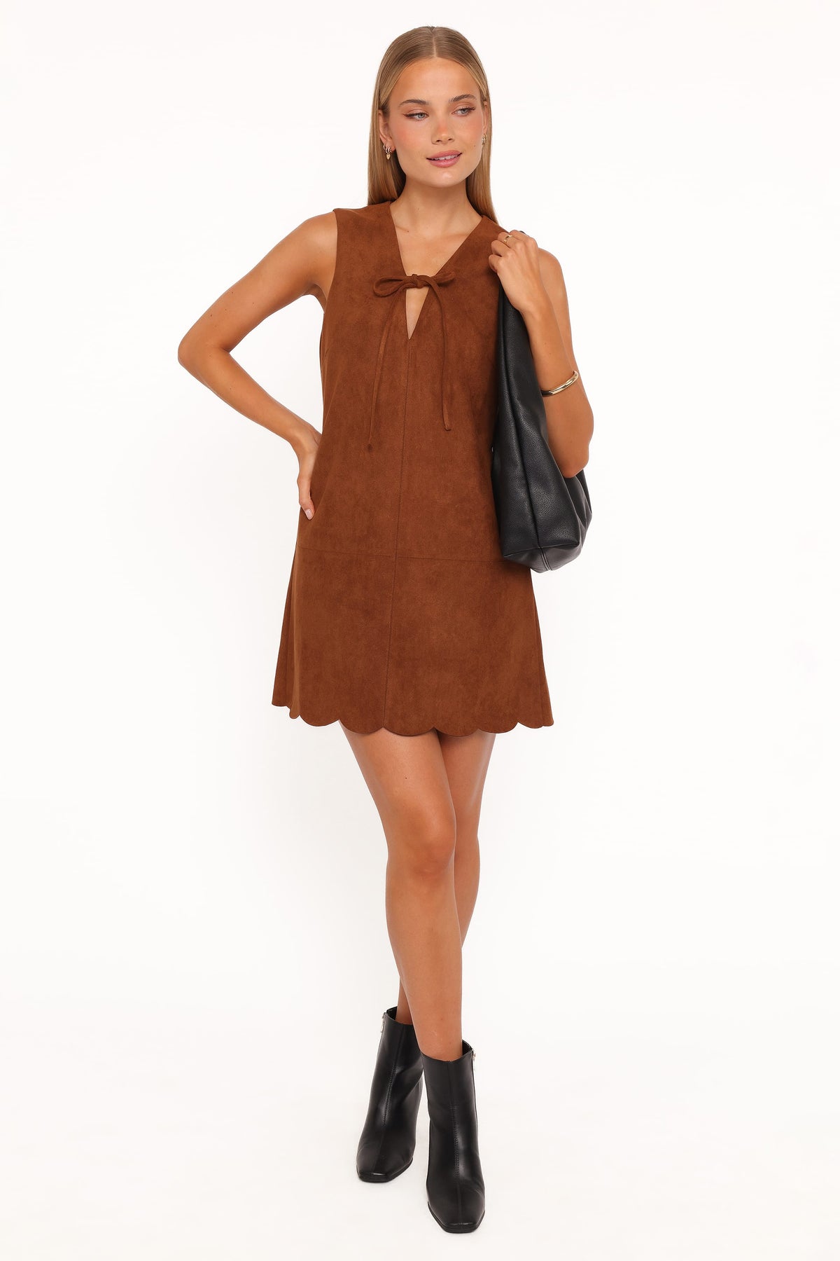 Petal and Pup USA DRESSES Jonty Scallop Hem Mini Dress - Copper Tan