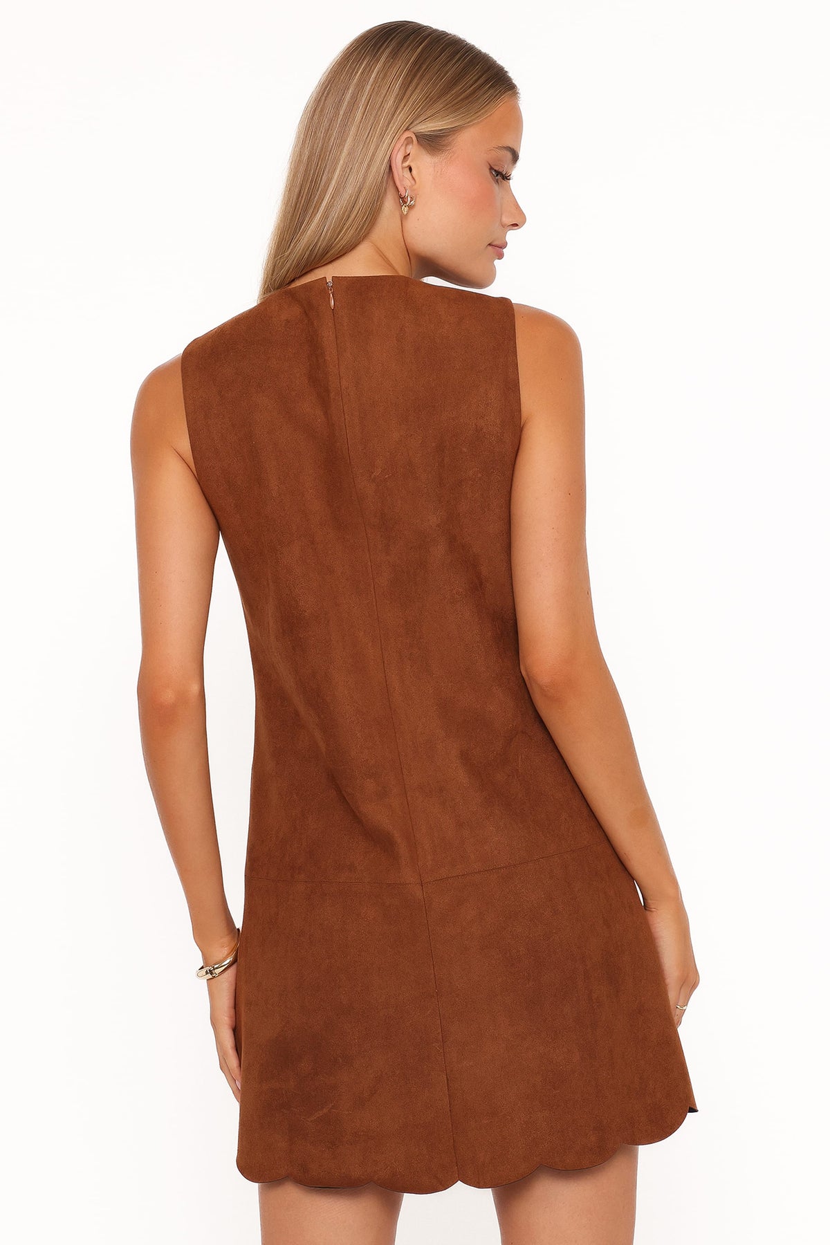 Petal and Pup USA DRESSES Jonty Scallop Hem Mini Dress - Copper Tan