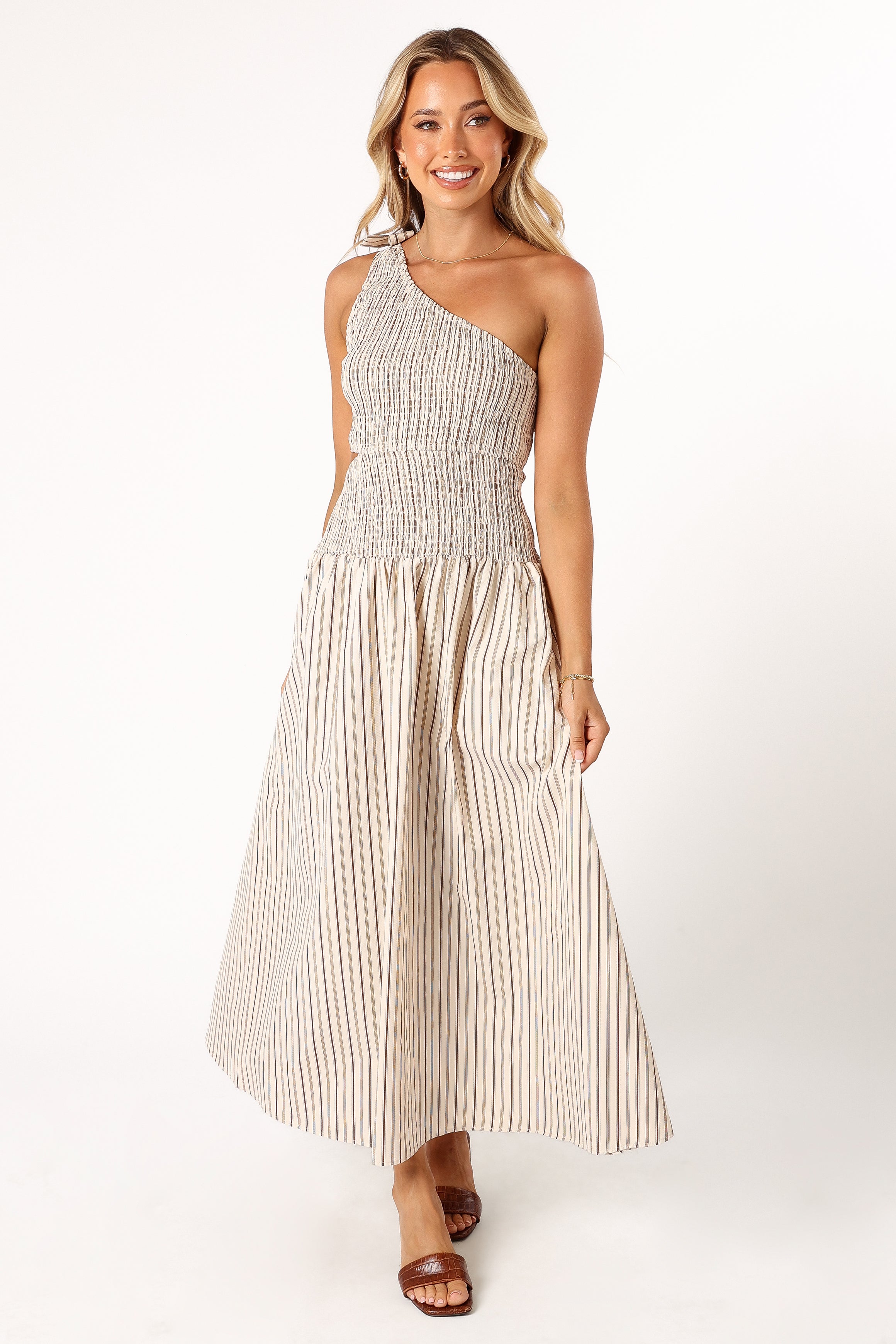 Striped One Shoulder Dress