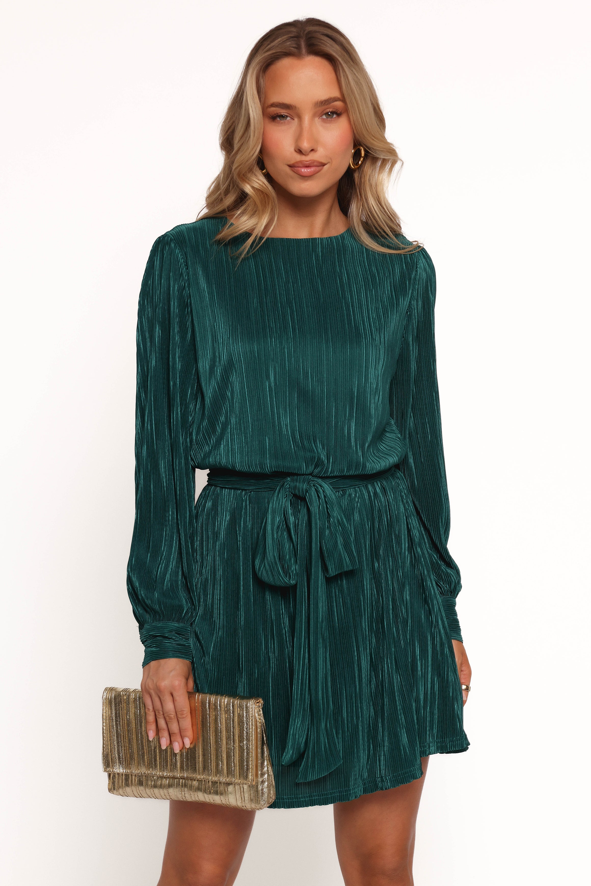 Petal and Pup USA DRESSES Joy Plisse Mini Dress - Dark Jade