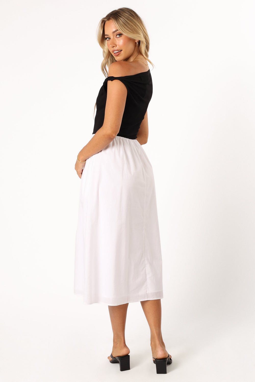 Petal and Pup USA DRESSES Judson Midi Dress - White/Black