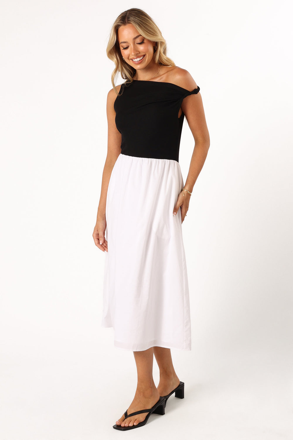 Petal and Pup USA DRESSES Judson Midi Dress - White/Black