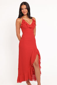 Petal and Pup USA DRESSES Judy Maxi Dress - Red Polka Dot