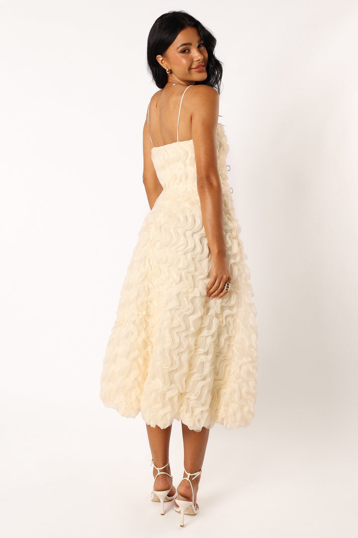 Petal Poise Midi Dress White