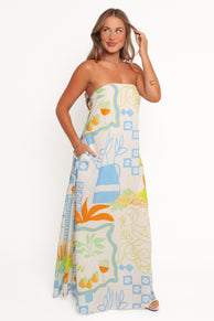 Petal and Pup USA DRESSES Kaelani Strapless Maxi Dress - Multi Print