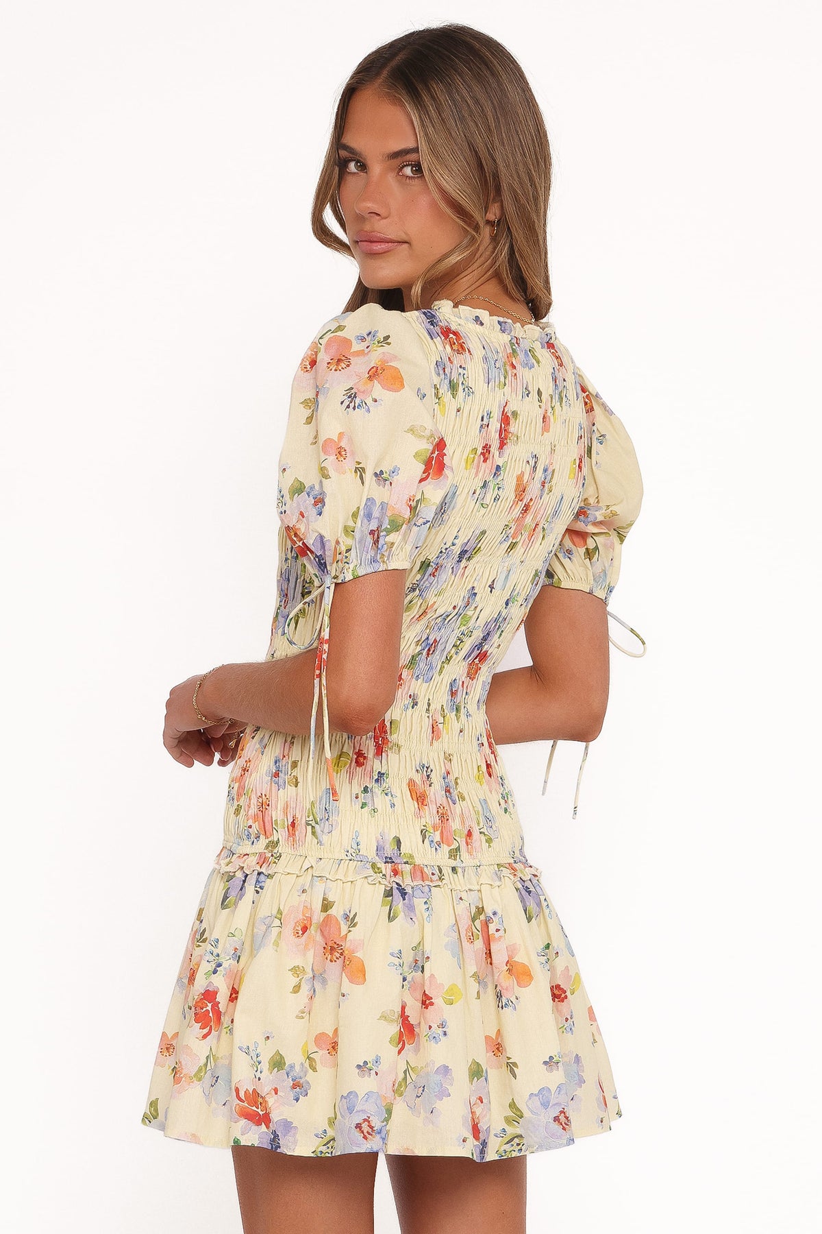 Kaelyn Gather Mini Dress - Yellow Floral, S, Petal & Pup Kaelyn Gather Mini Dress - Yellow Floral, S, Petal & Pup