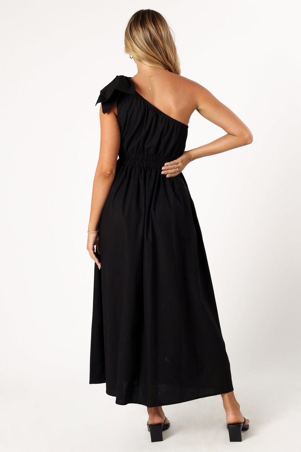 Petal and Pup USA DRESSES Kailey One Shoulder Maxi Dress - Black