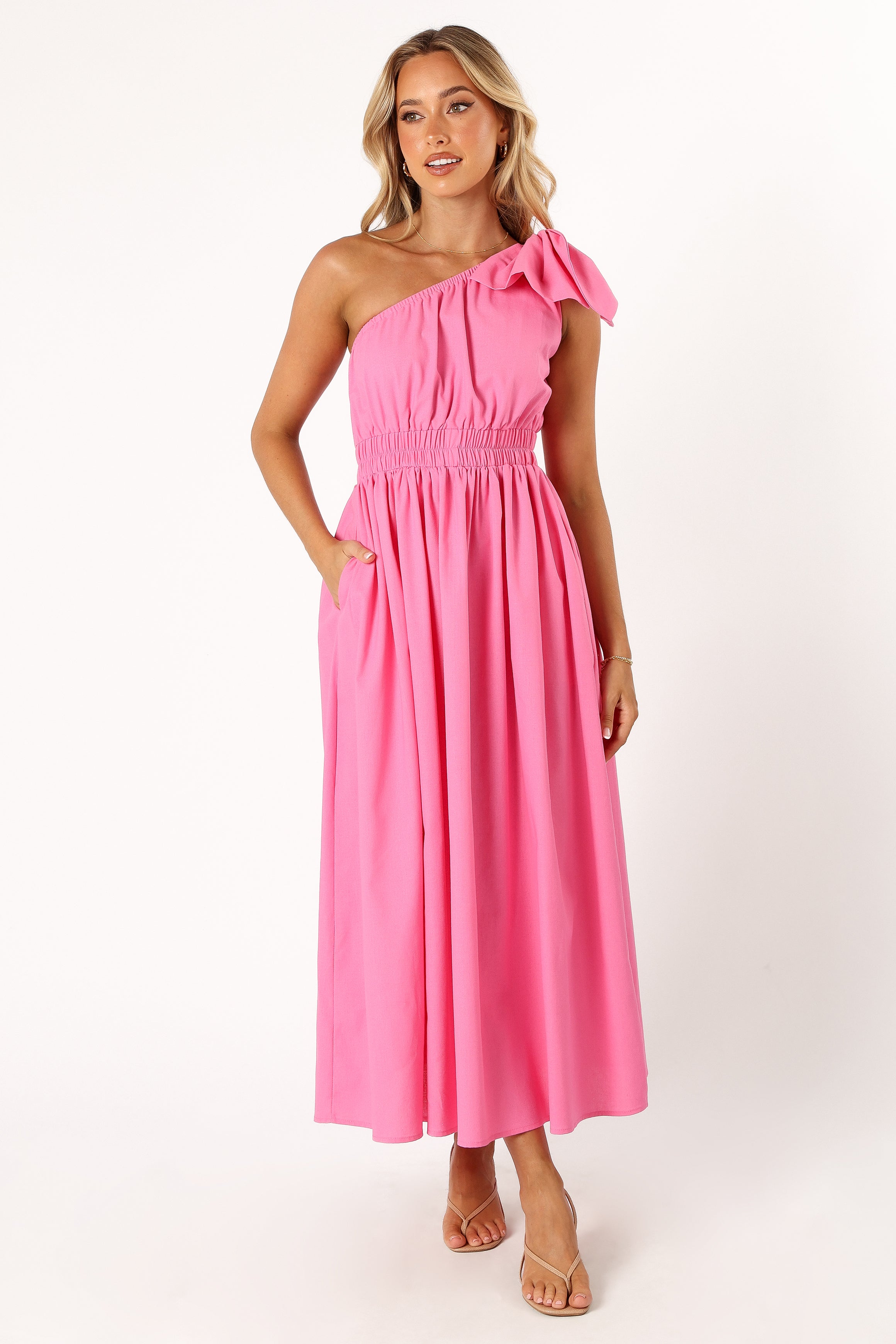 Kailey One Shoulder Maxi Dress - Hot Pink - Petal & Pup USA