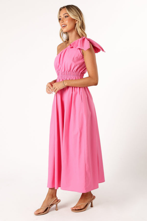 Petal and Pup USA DRESSES Kailey One Shoulder Maxi Dress - Hot Pink