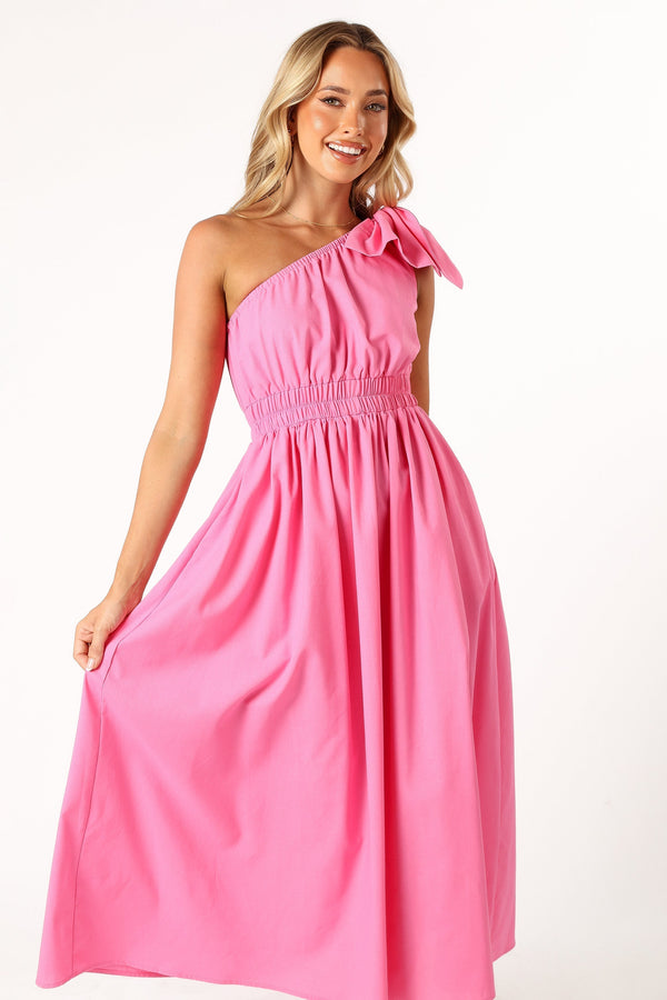 DRESSES @Kailey One Shoulder Maxi Dress - Hot Pink