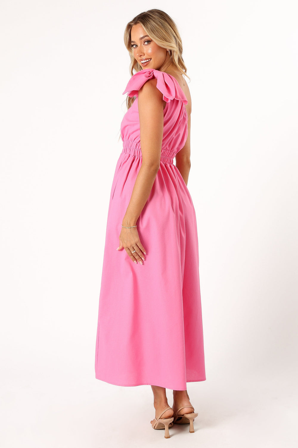 Petal and Pup USA DRESSES Kailey One Shoulder Maxi Dress - Hot Pink