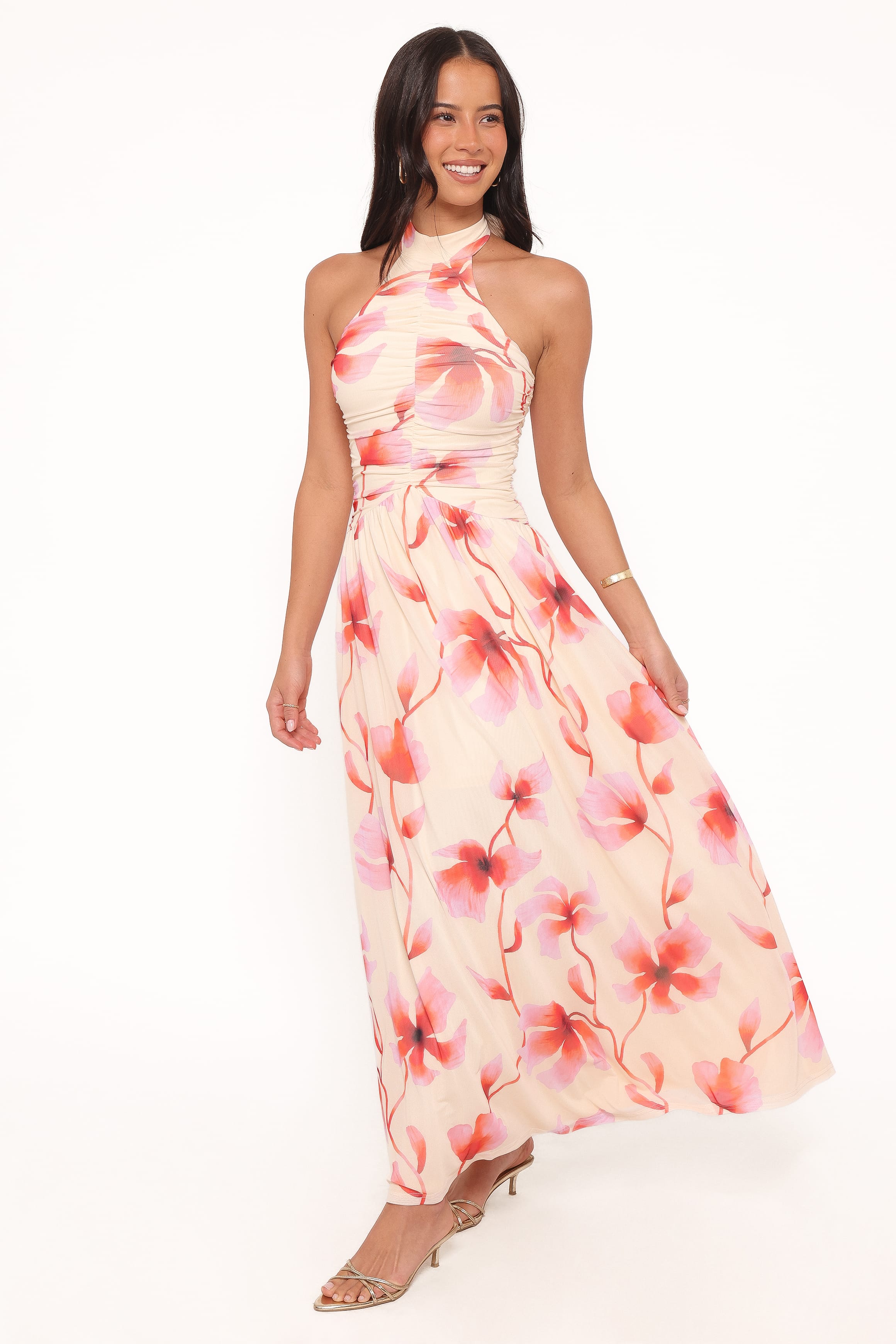 Kaira Halterneck Maxi Dress - Pink Floral | Petal & Pup USA
