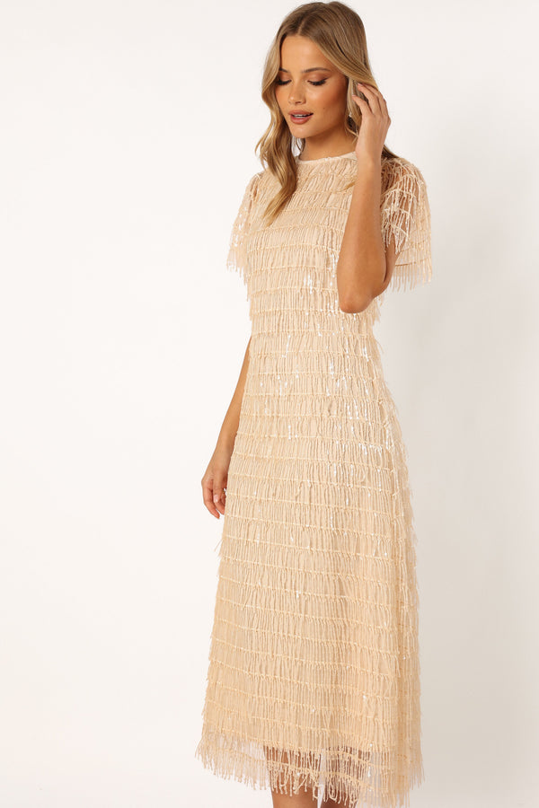 Petal and Pup USA DRESSES Kala Textured Maxi Dress - Beige