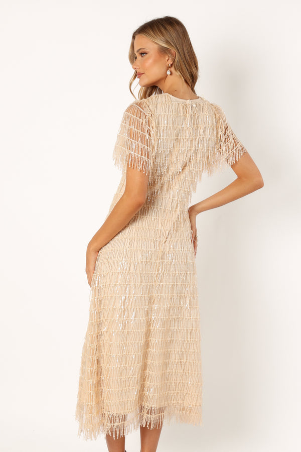 Petal and Pup USA DRESSES Kala Textured Maxi Dress - Beige