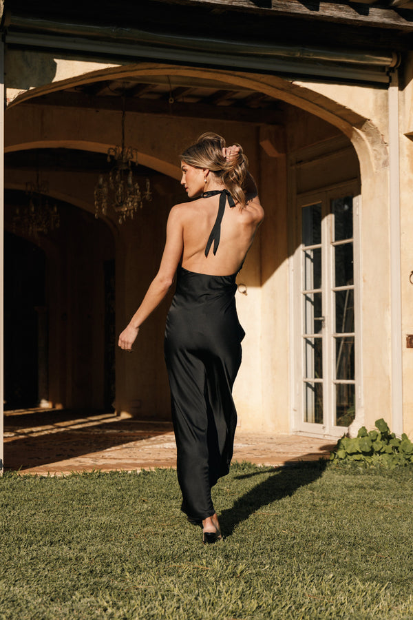 Petal and Pup USA DRESSES Kalina Halterneck Maxi Dress - Black
