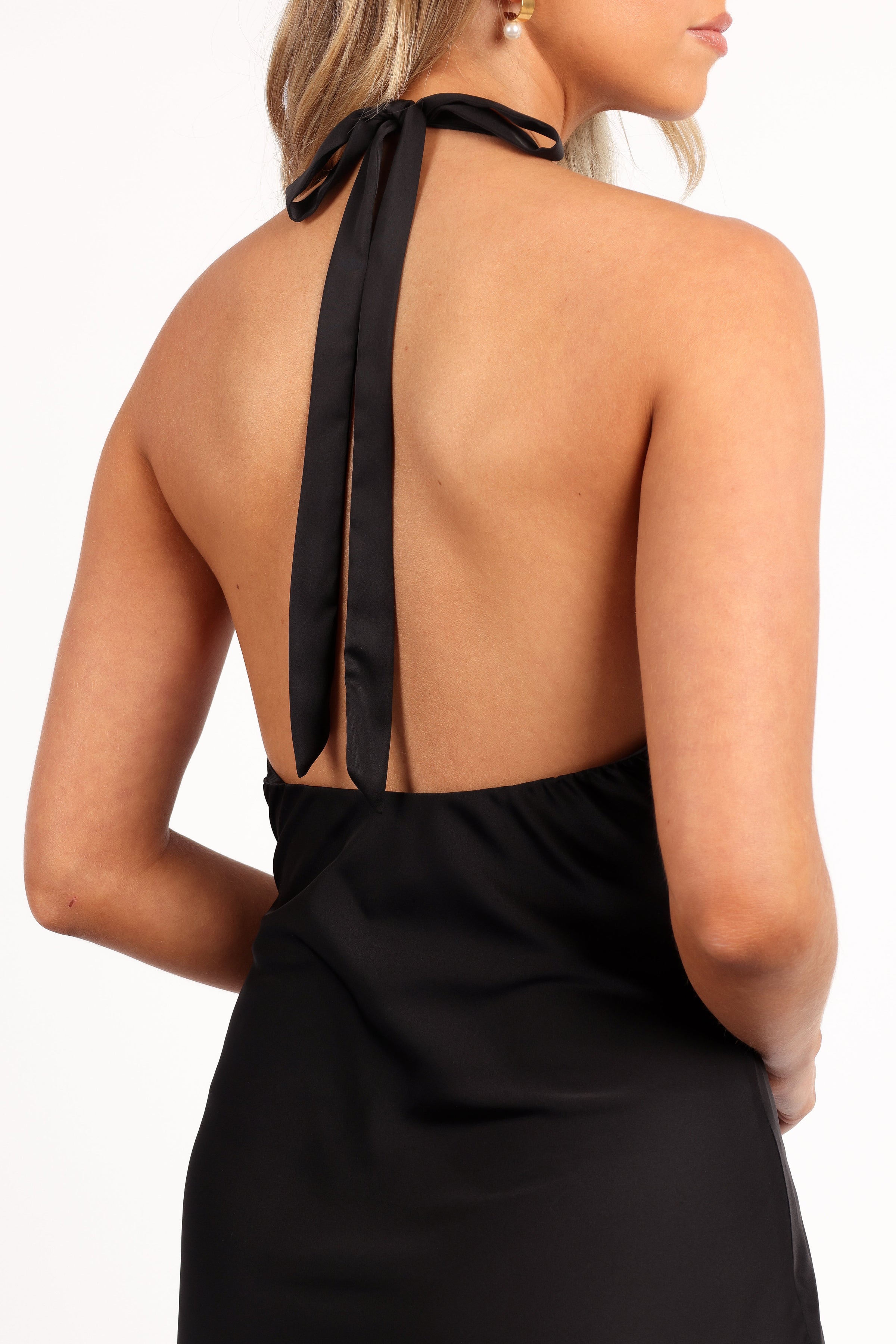 Petal and Pup USA DRESSES Kalina Halterneck Maxi Dress - Black