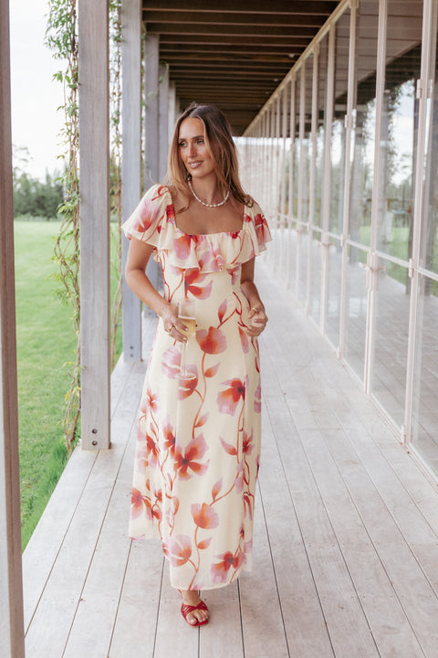 long red maxi dress with sleeves HAPPY CLOTHING RED BODYCON LONG SLEEVED ORGANZA MAXI DRESS IN RED