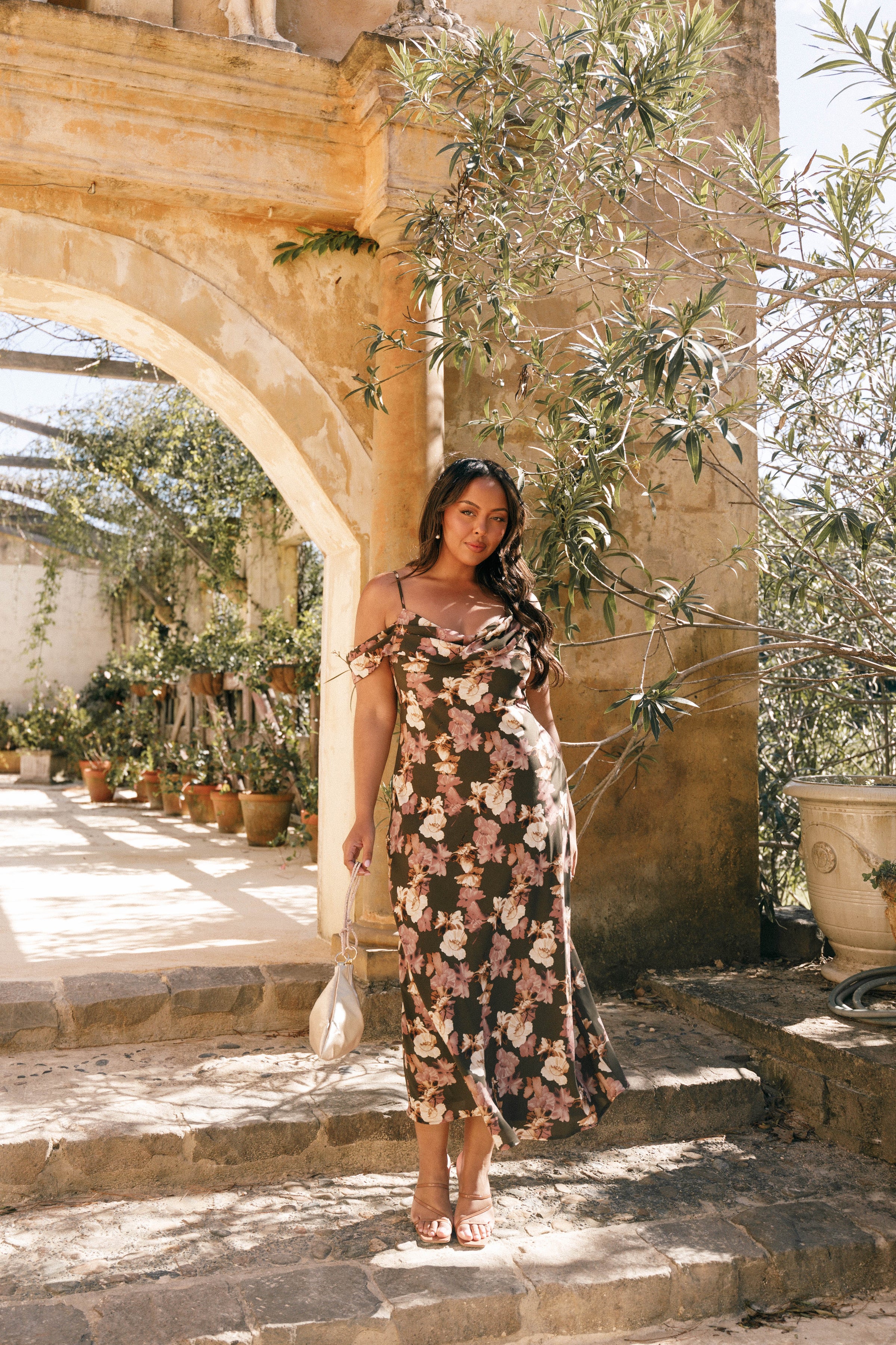 Petal and Pup USA DRESSES Kamryn Midi Dress - Olive Floral