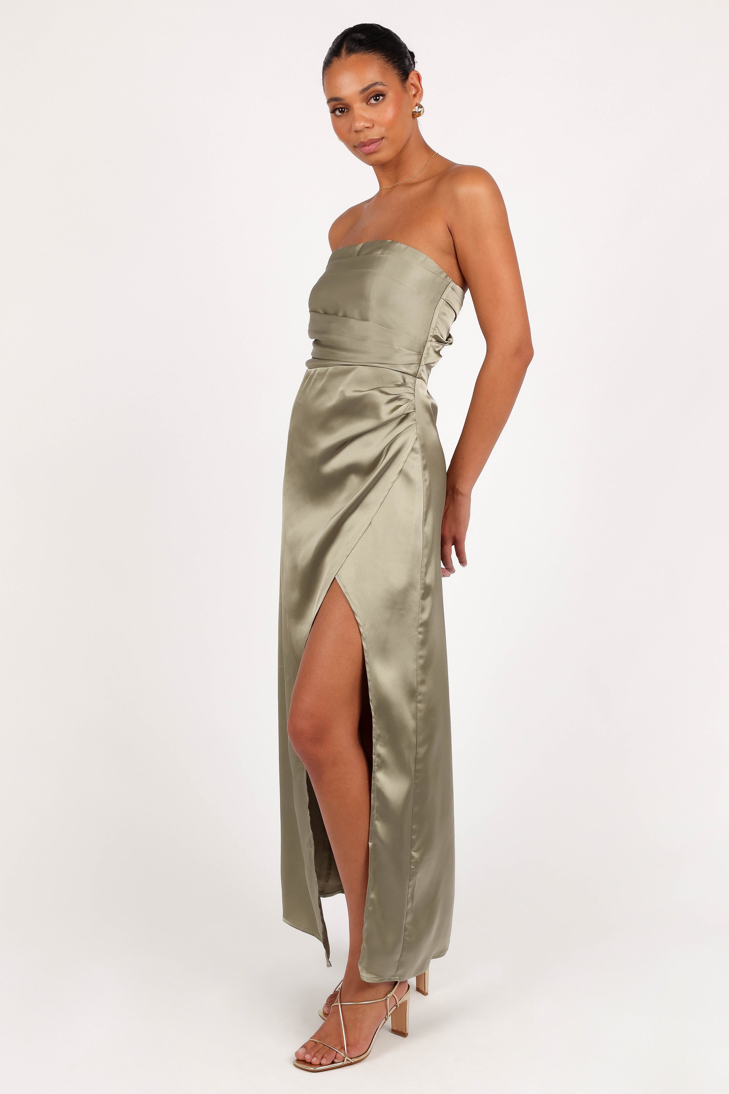 Petal and Pup USA DRESSES Kara Strapless Maxi Dress - Olive