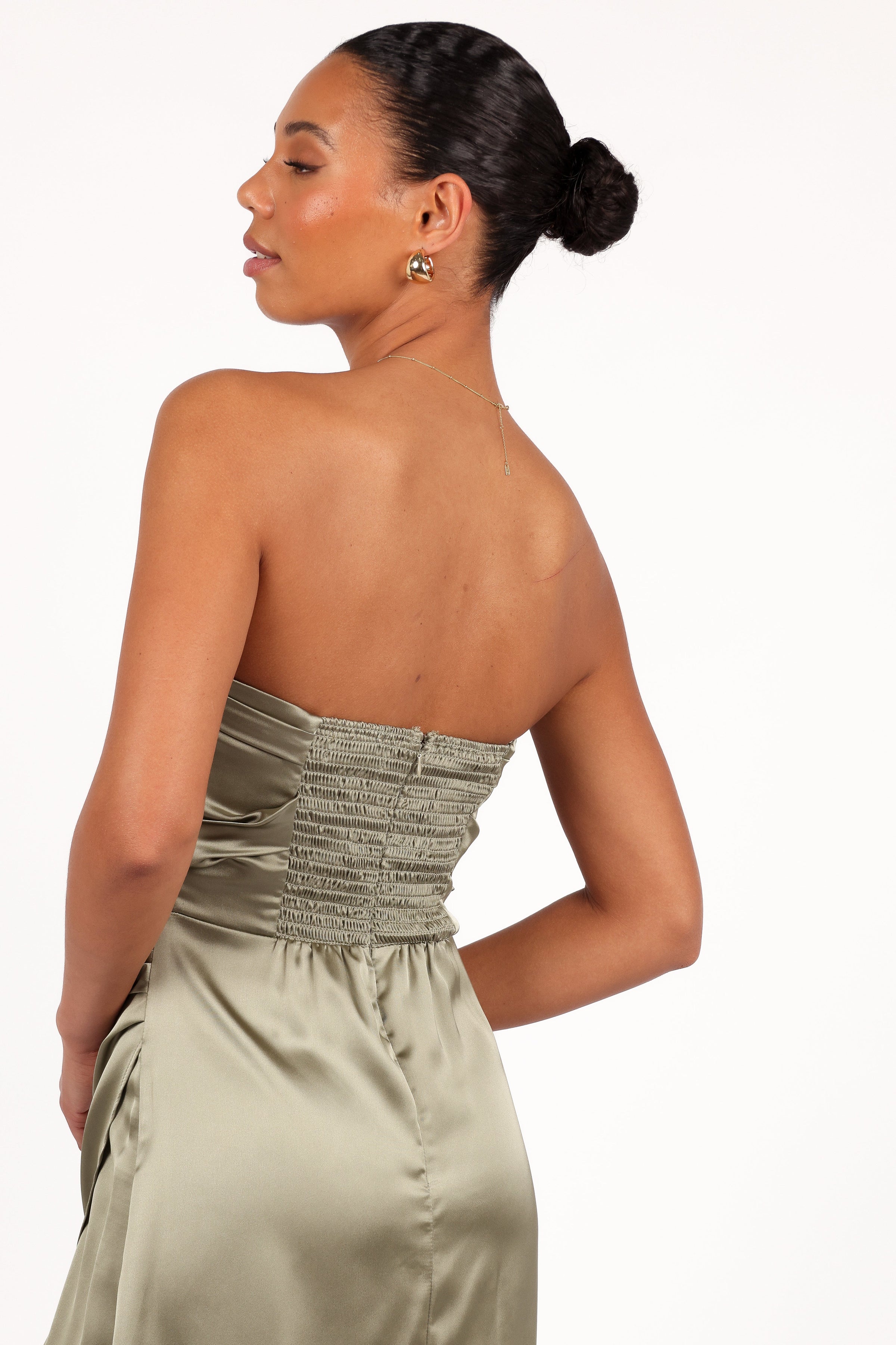 Petal and Pup USA DRESSES Kara Strapless Maxi Dress - Olive