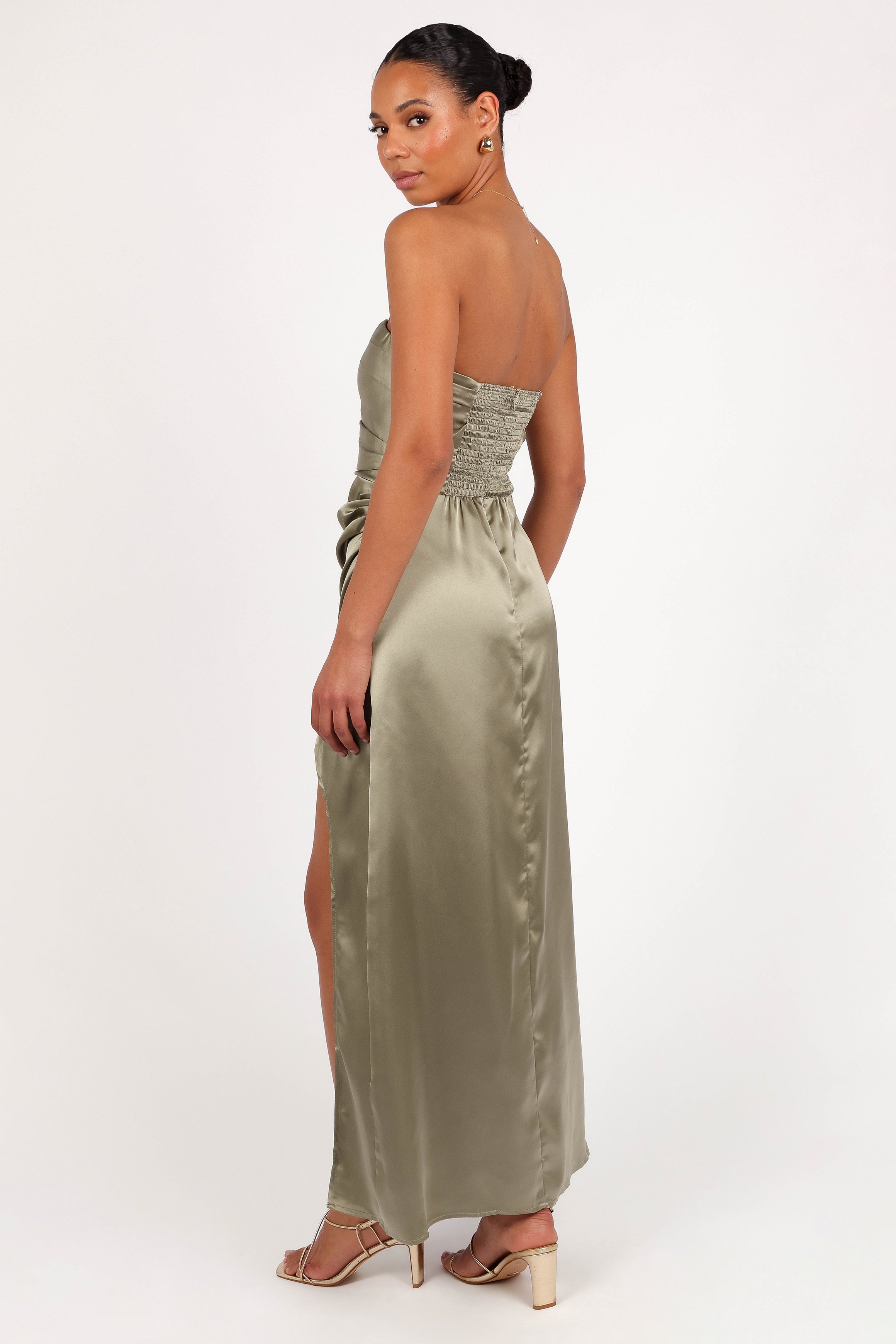 Petal and Pup USA DRESSES Kara Strapless Maxi Dress - Olive