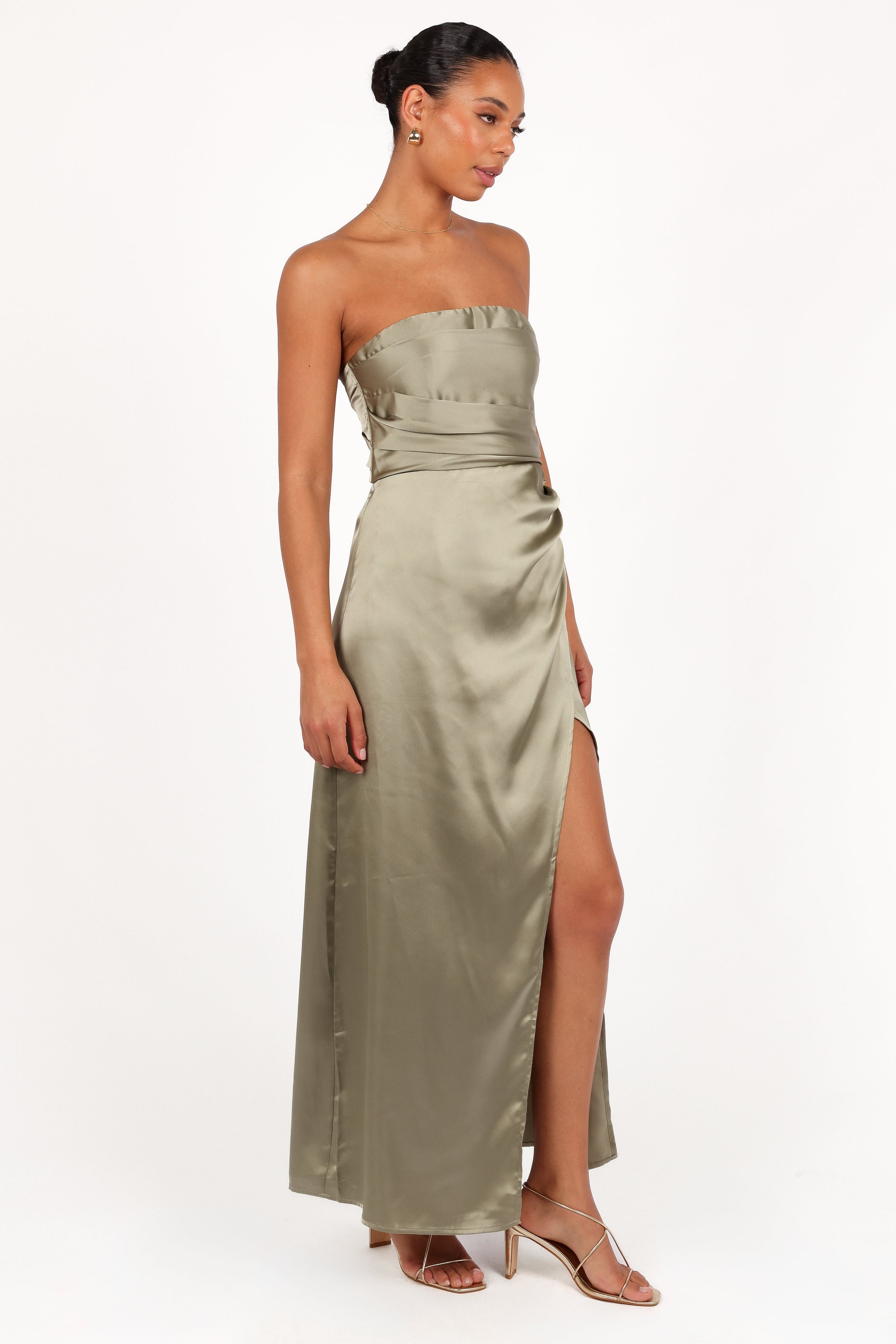 Petal and Pup USA DRESSES Kara Strapless Maxi Dress - Olive