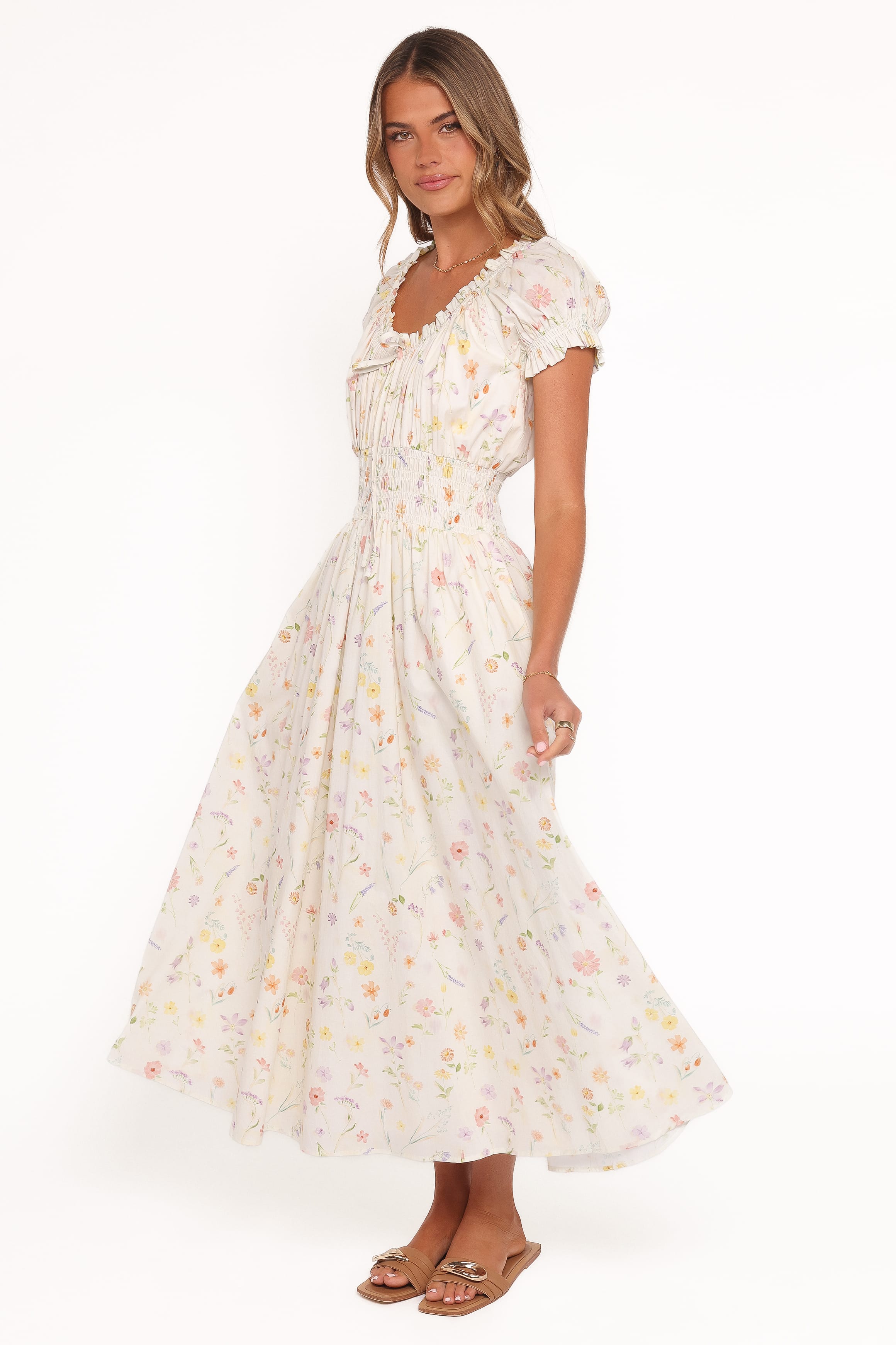Petal and Pup USA DRESSES Katana Puff Sleeve Midi Dress - Floral