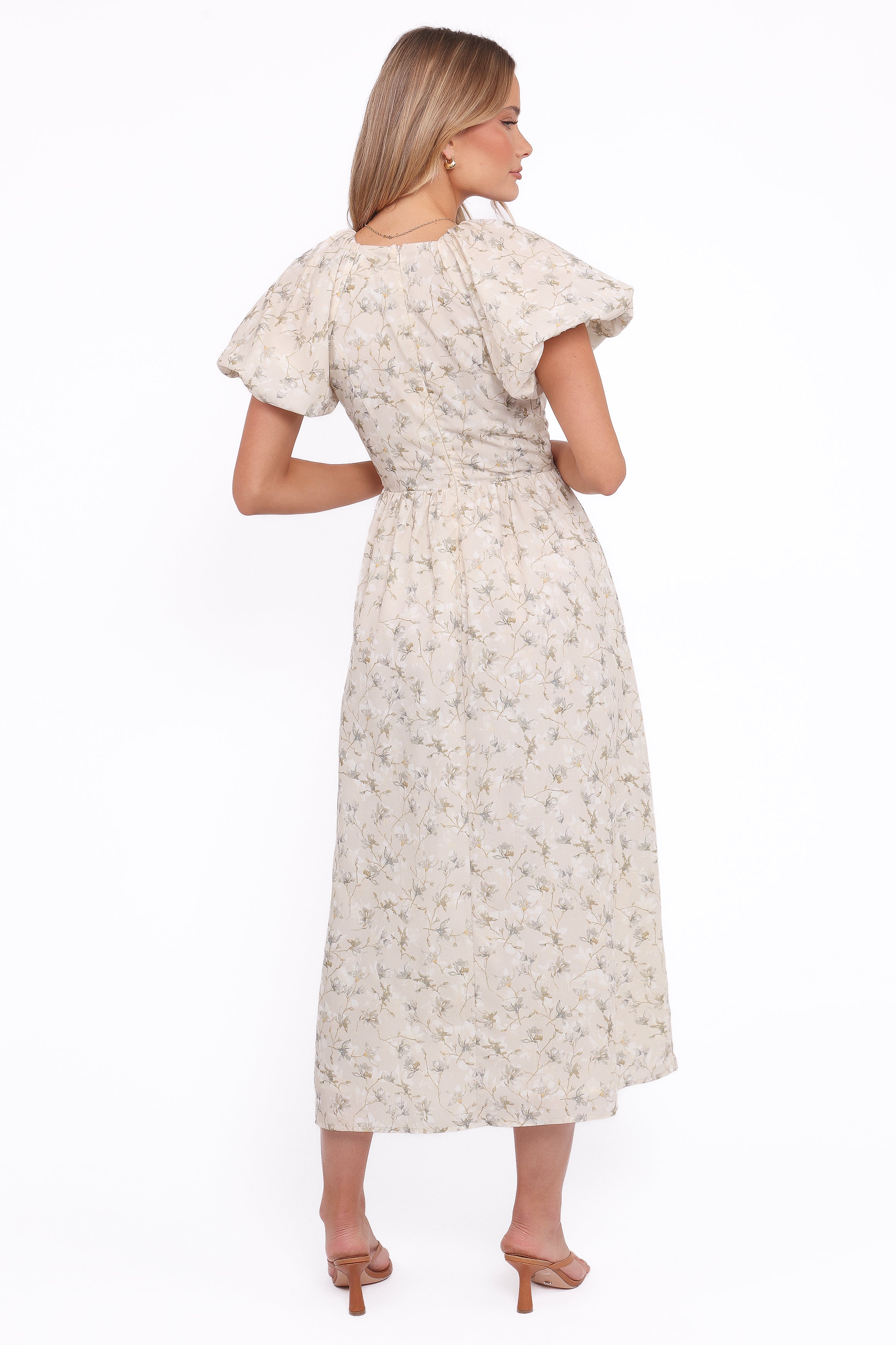 Petal and Pup USA DRESSES Kathleen Maxi Dress - Light Beige/Green Floral (Hold for Amazon)