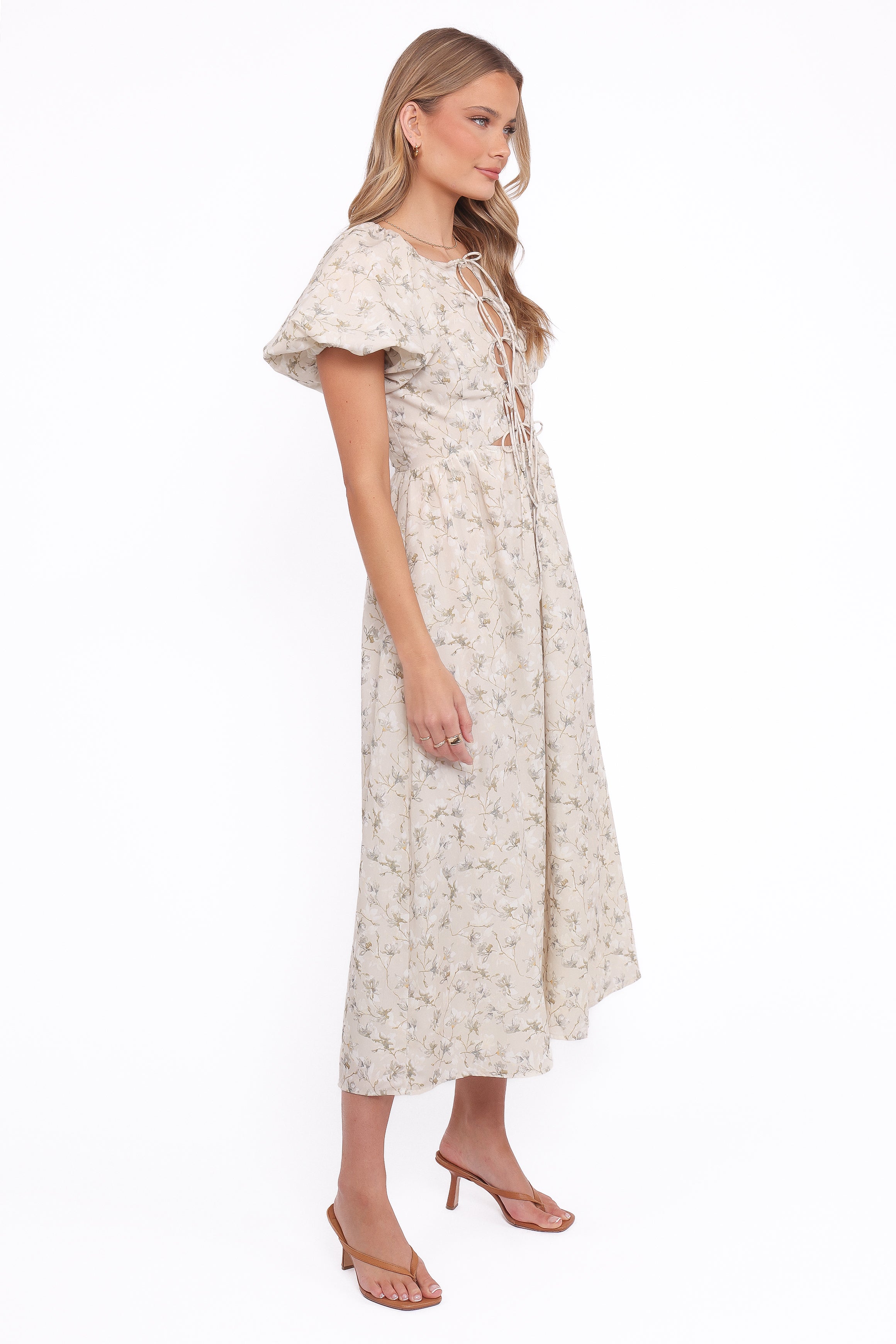 Petal and Pup USA DRESSES Kathleen Maxi Dress - Light Beige/Green Floral (Hold for Amazon)
