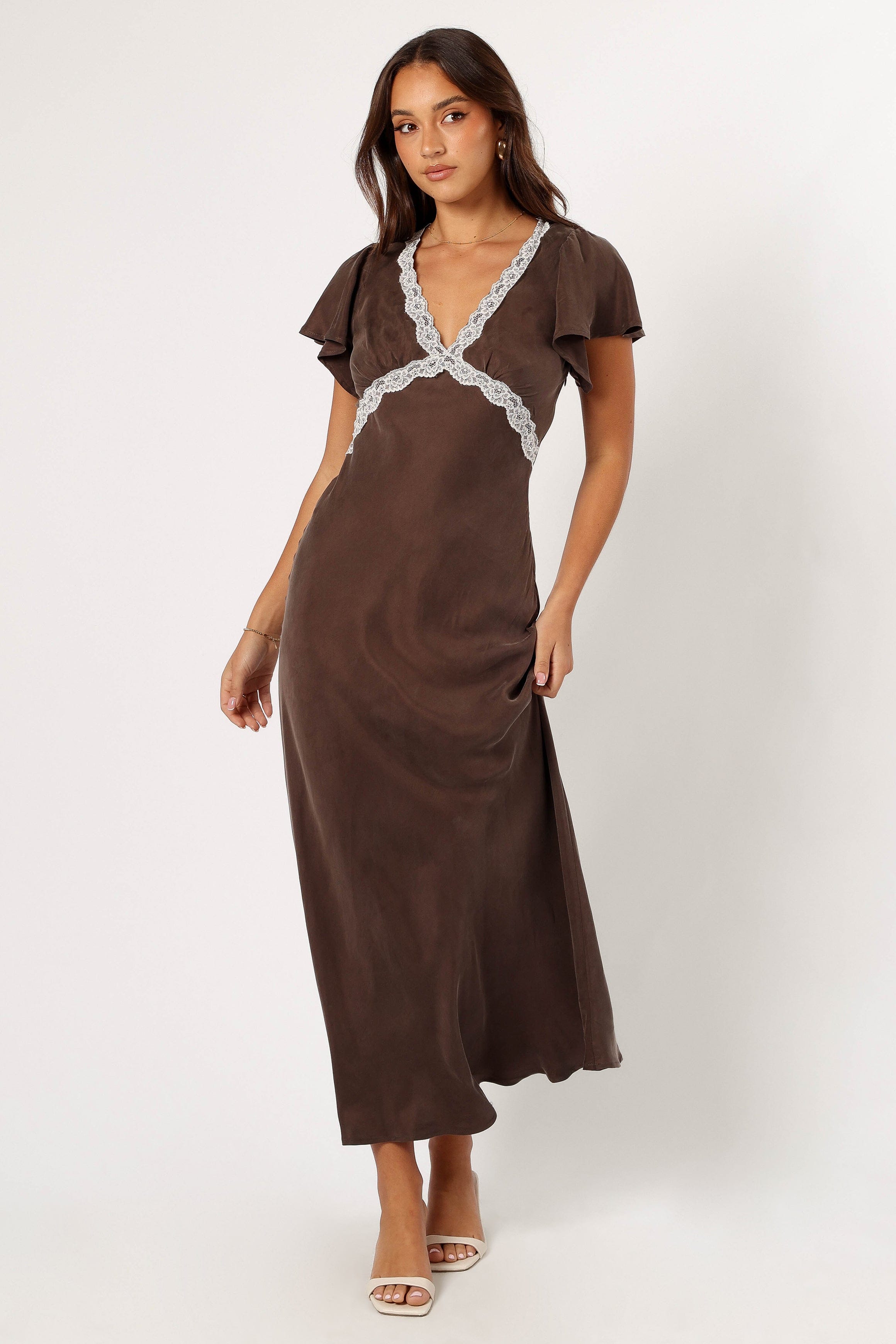 Petal and Pup USA DRESSES Kathryn Midi Dress - Warm Grey