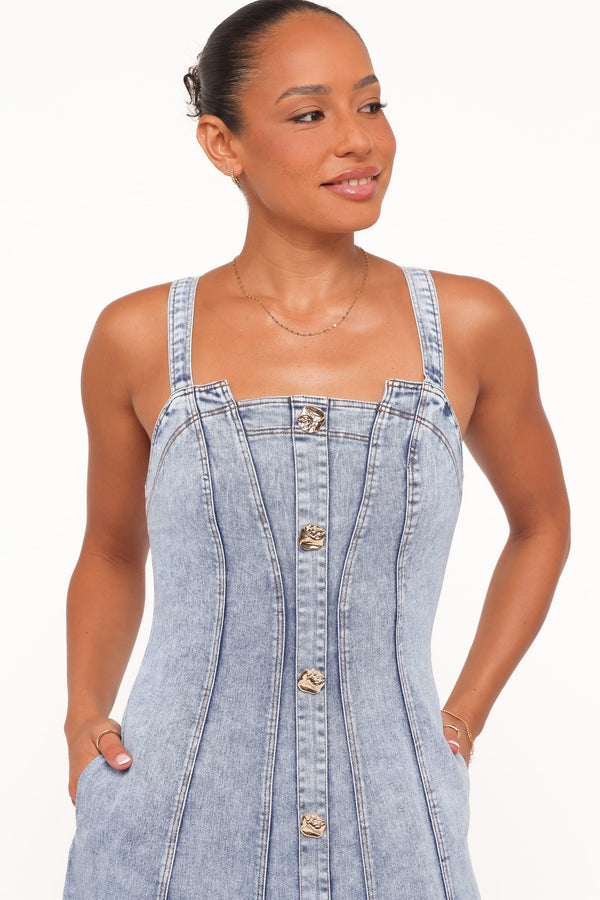 Tamara Maxi Dress - Med Denim
