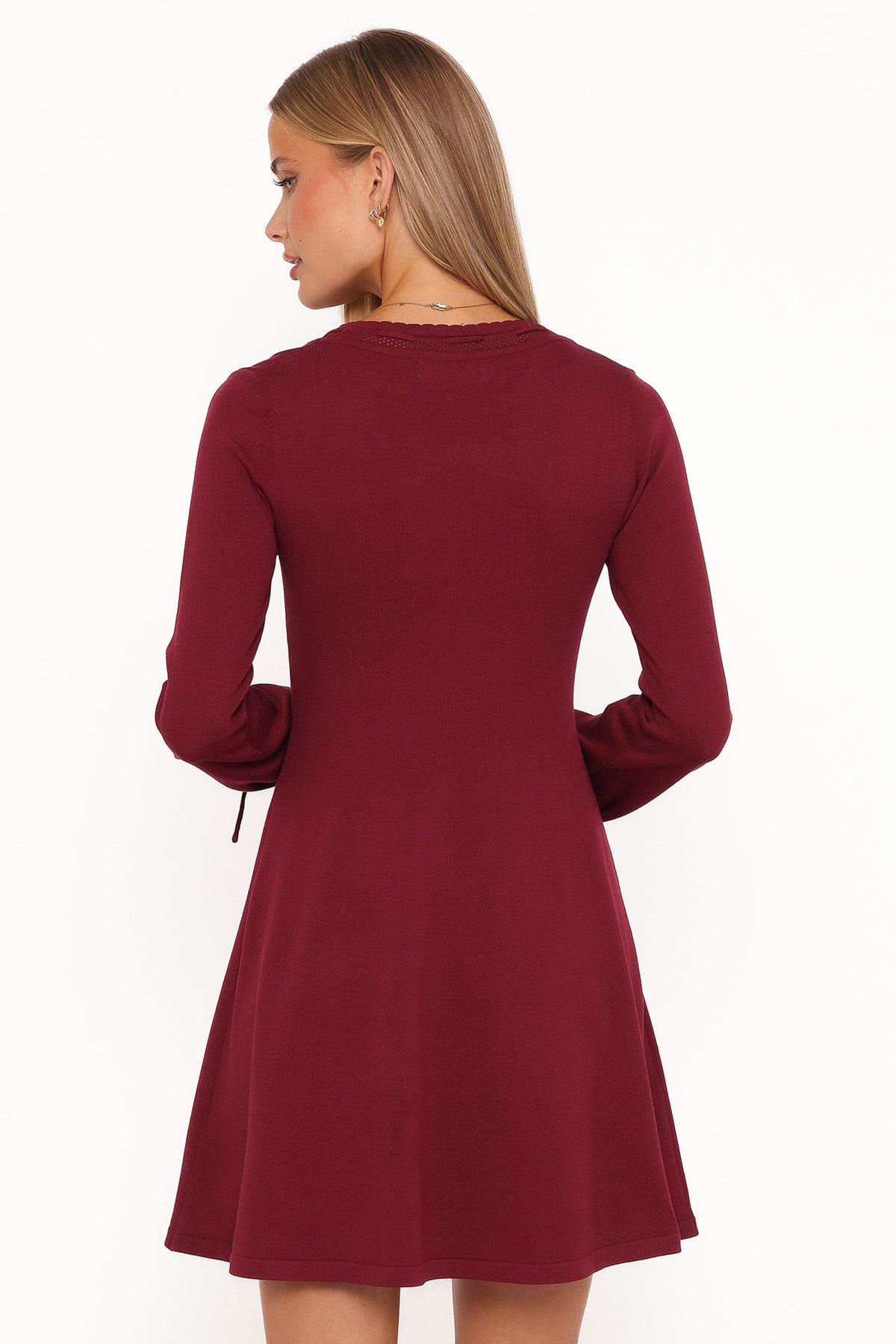 Petal and Pup USA DRESSES Kaylee Knit Long Sleeve Mini Dress - Burgundy