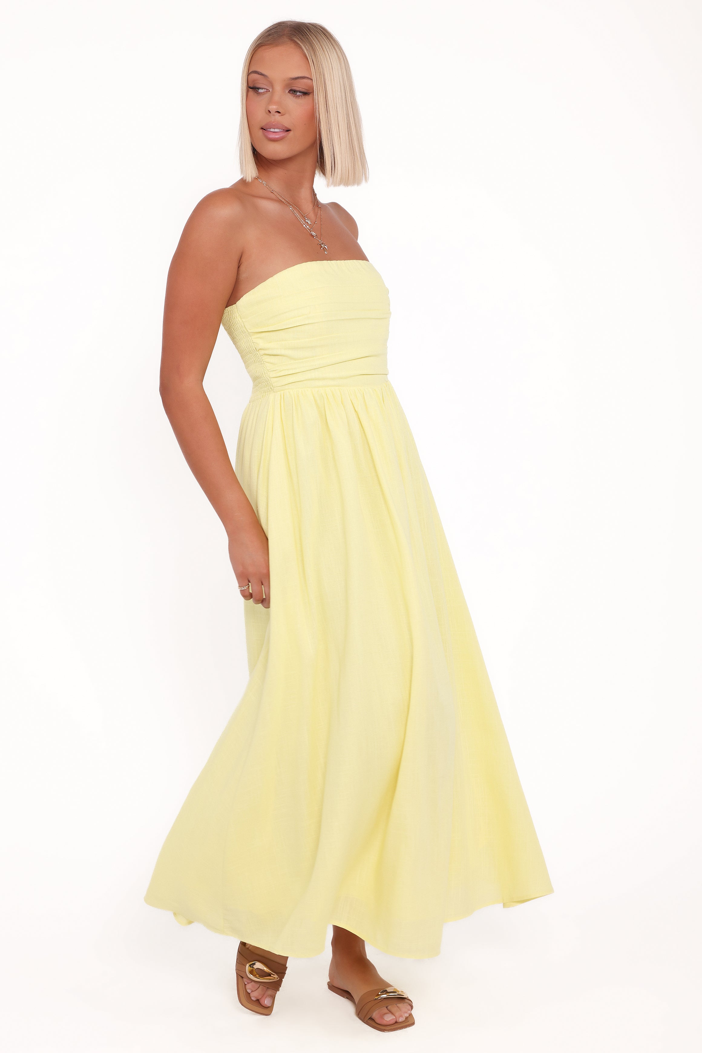 Petal and Pup USA DRESSES Kayt Strapless Dress - Butter Yellow