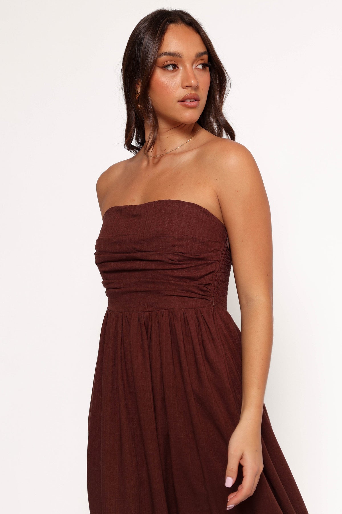 chocolate brown strapless dress Petal and Pup Women's Kayt Strapless Dress