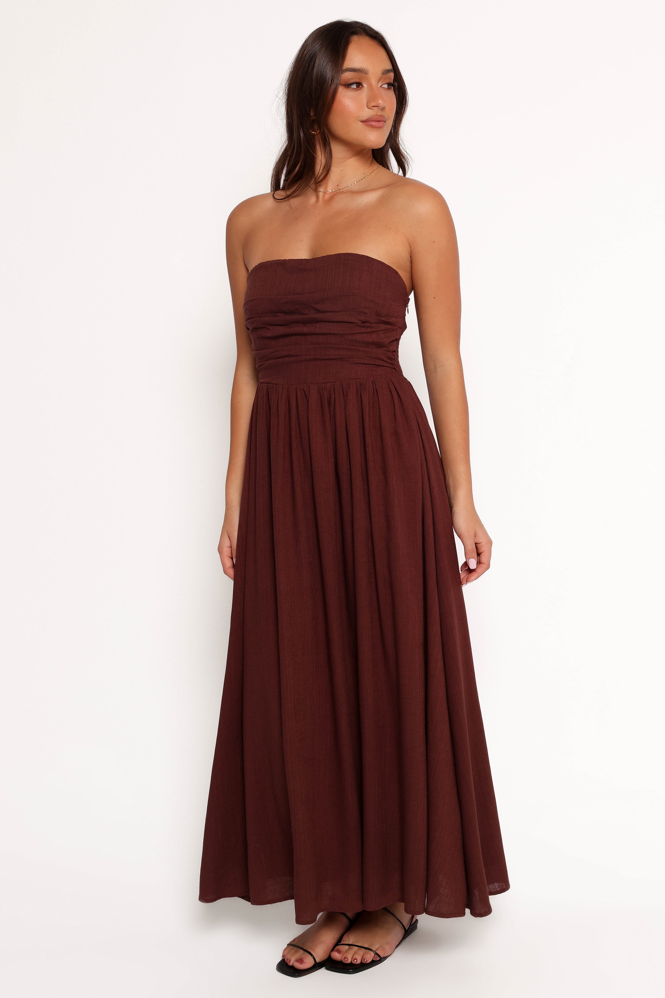 Petal and Pup USA DRESSES Kayt Strapless Dress - Chocolate Brown