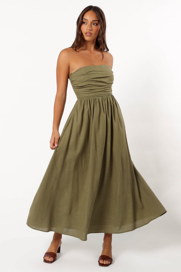 Petal and Pup USA DRESSES Kayt Strapless Dress - Olive Green