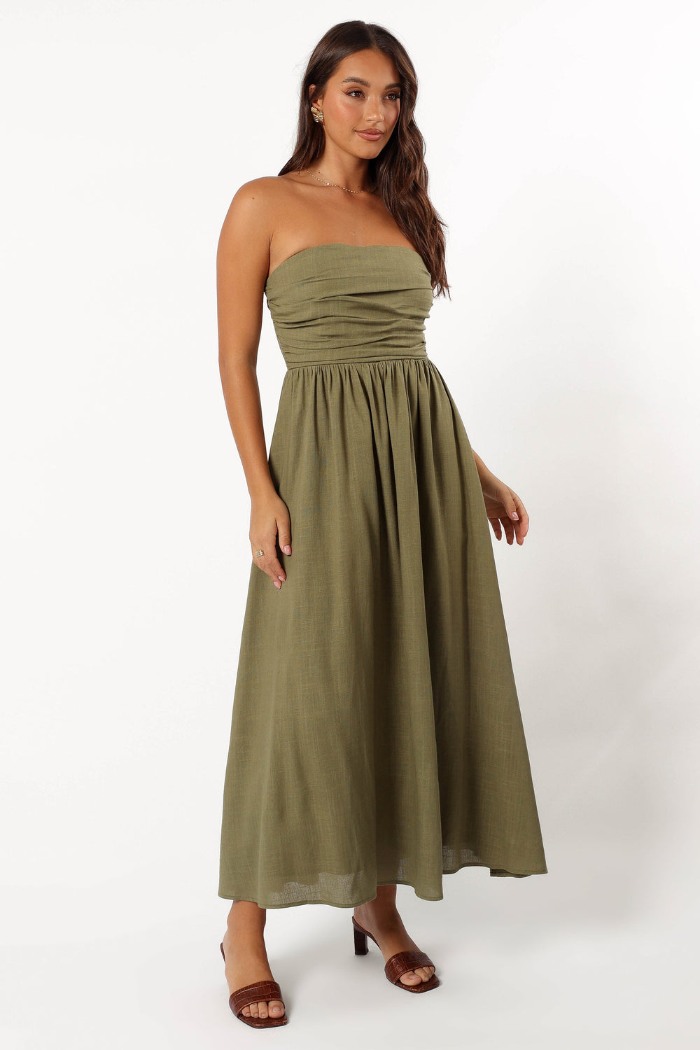 Petal and Pup USA DRESSES Kayt Strapless Dress - Olive Green