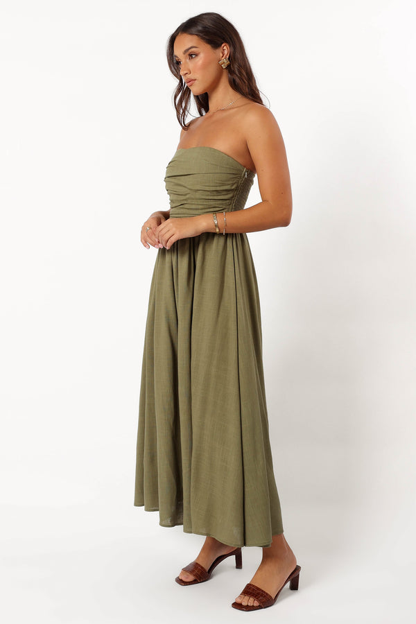 Petal and Pup USA DRESSES Kayt Strapless Dress - Olive Green