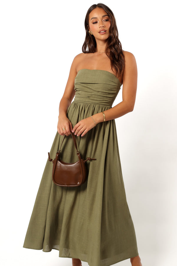 Petal and Pup USA DRESSES Kayt Strapless Dress - Olive Green