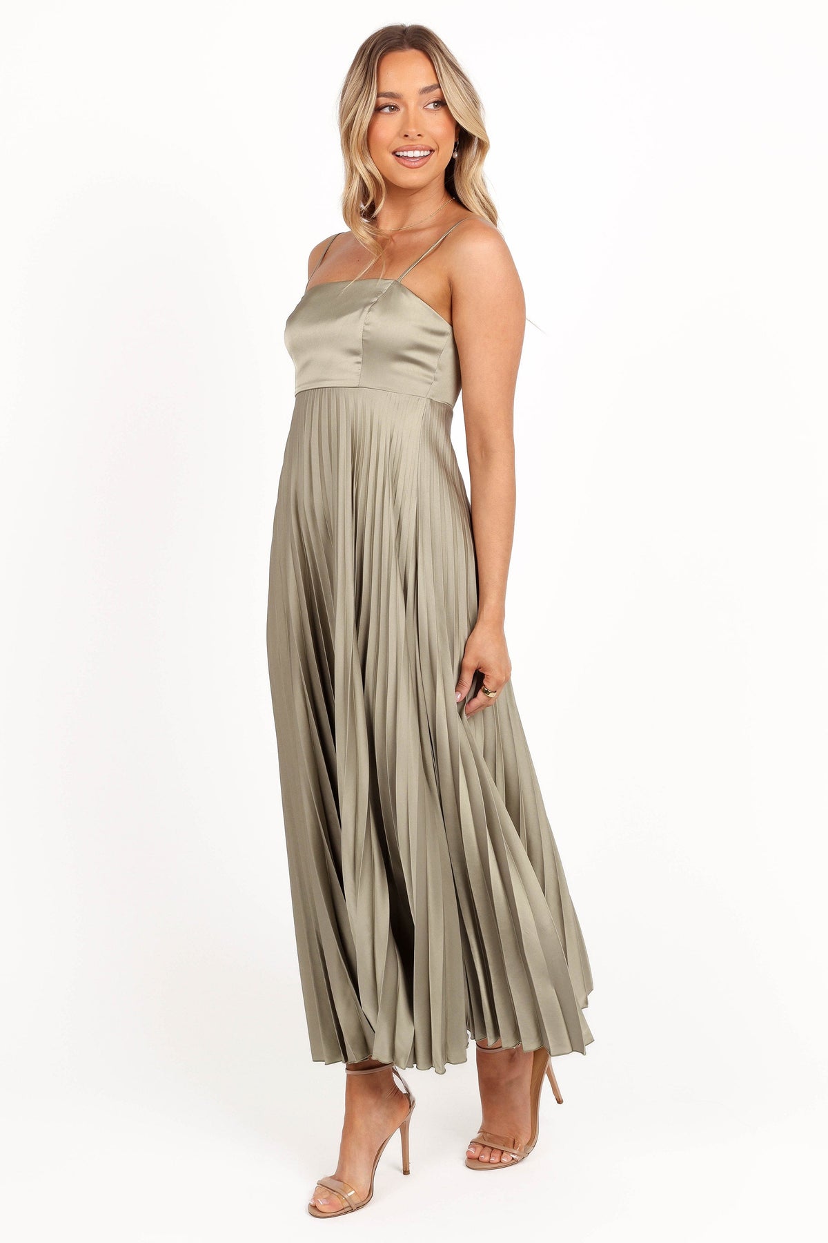 keegan pleated satin dress Keegan Maxi Dress