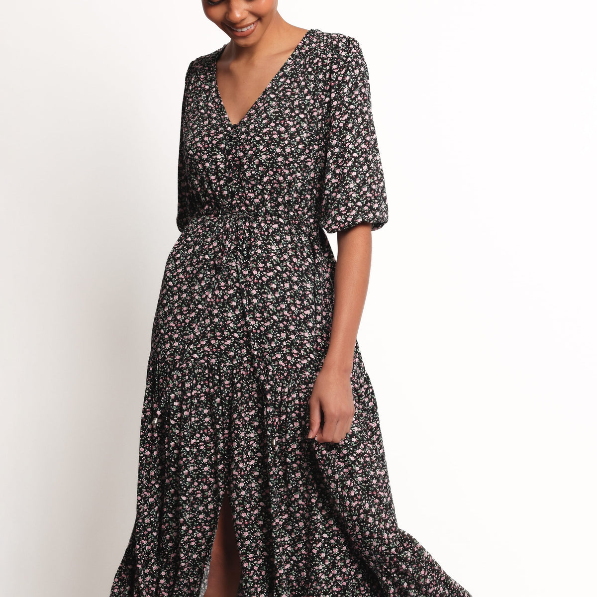kelda floral midi dress Kelda Dress - Black Rosebud Floral
